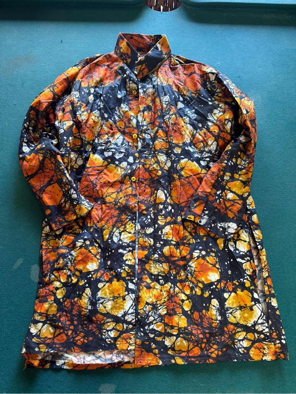 Men's Medium African Style Orange & Black Long Shirt